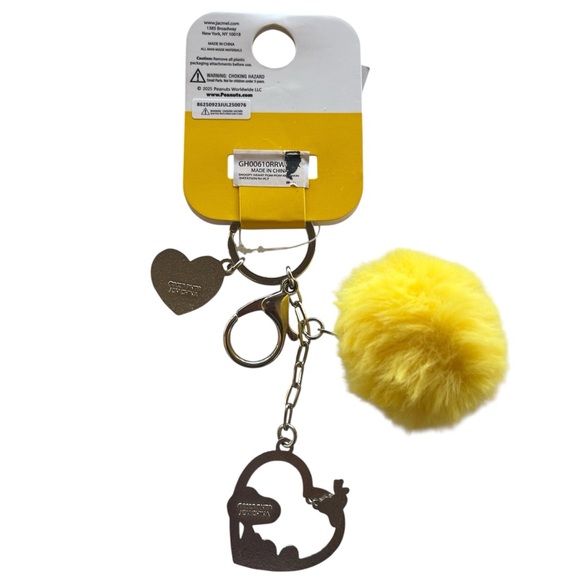 Peanuts Snoopy and Woodstock Keychain Handbag Charm Clip-On Pom Pom - Picture 2 of 3